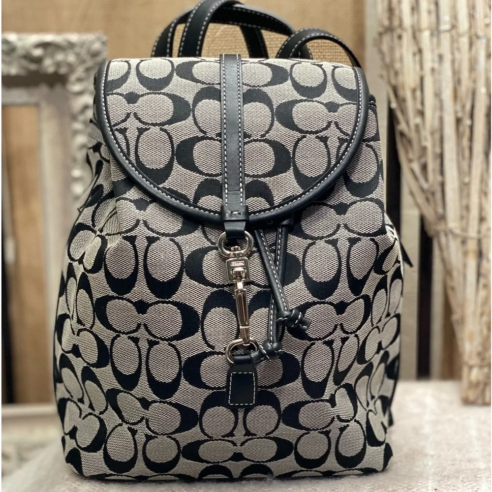 Coach 6613 Black Signature Canvas Leather Backpack/Tote/Handbag/Shoulder Bag Coach 6613 Black Signature Canvas Leather Backpack/Tote/Handbag/Shoulder Bag